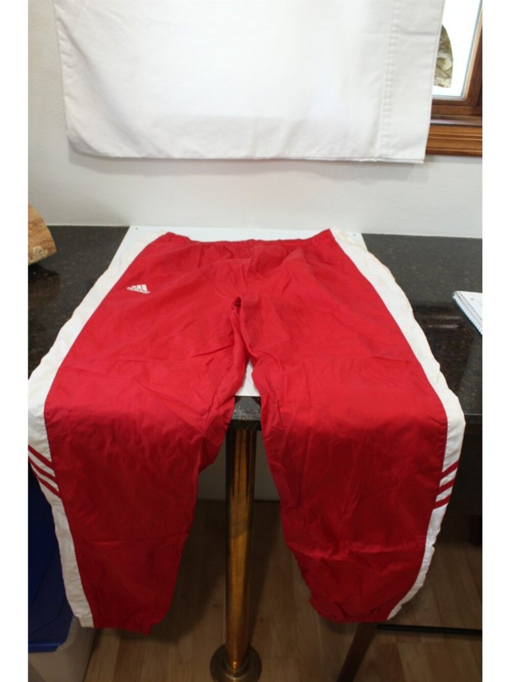 Vintage adidas Warm Up Jacket & Pants Red White Nylon Mock Neck Zip Front Large - Picture 3 of 16